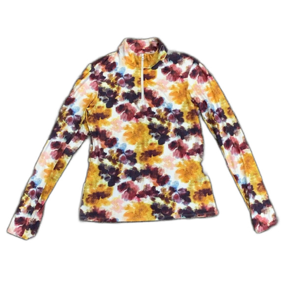 Foray Golf Multicolor Abstract Floral Long Sleeve 1/4 Zip Top Size S - Picture 2 of 13